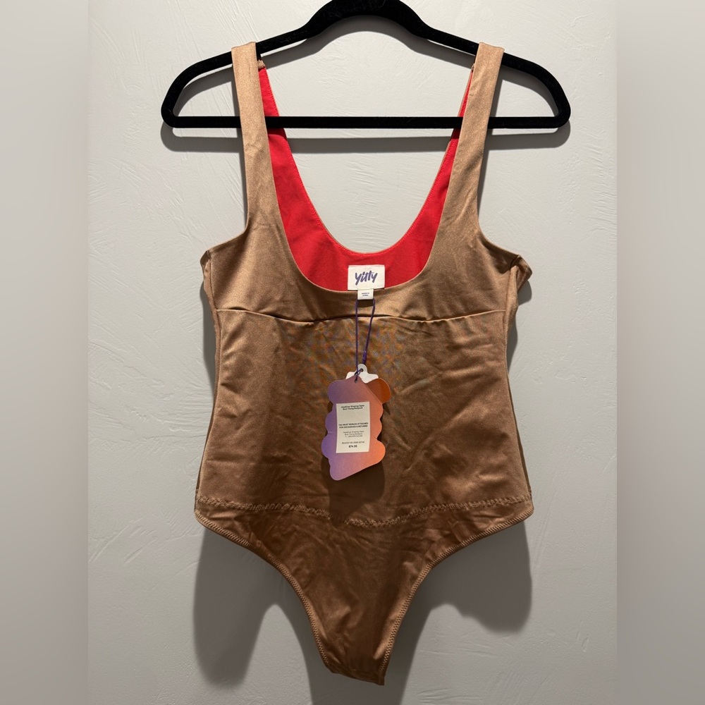 NWT! YITTY Headliner Shaping Open Bust Thong Brown Sugar Shaping Bodysuit